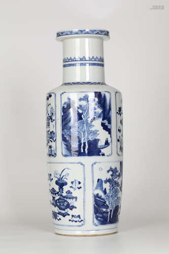 Qing，Blue and white mallet bottle