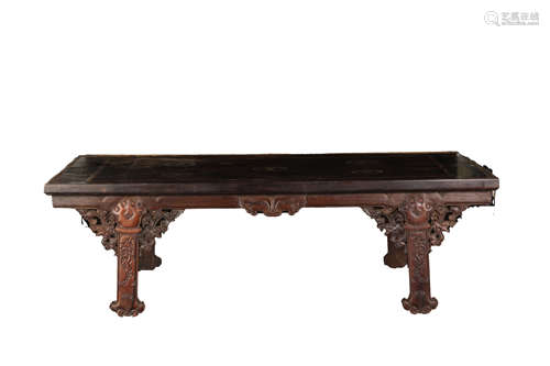 Early Qing Dynasty，Huanghuali Inlaid Jade Table