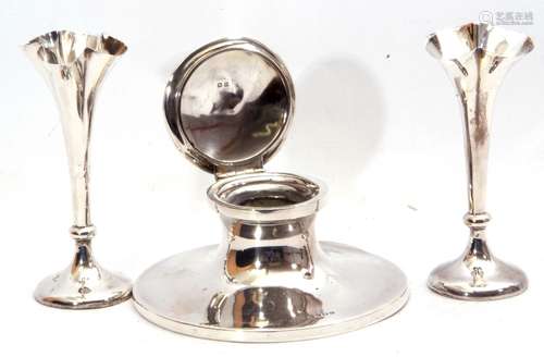 Mixed Lot: George V large capstan inkwell of typical form, the domed hinged lid with personalised