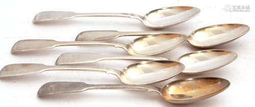 Set of six William IV dessert spoons, each monogrammed 