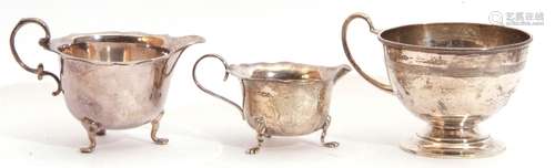 Mixed Lot: circular pedestal cup or sugar bowl with reeded body band and looped handle, Birmingham