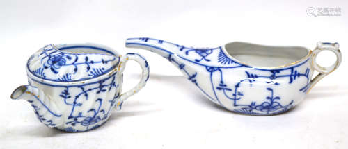 Two European porcelain dishes modelled in blue and white in Meissen style