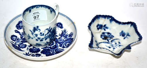 Group of Worcester porcelain including a coffee cup, saucer with three flowers print and a further