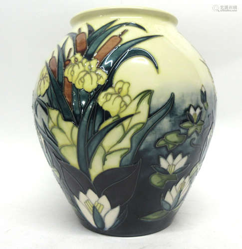 Modern Moorcroft vase with a tube lined design in the Lamia pattern with artist's signature to base,