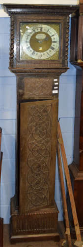 William Porthouse, Penrith, late 17th century/early 18th century carved oak cased longcase clock
