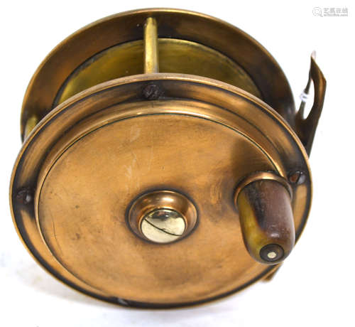 Vintage brass fishing reel 9cm diam