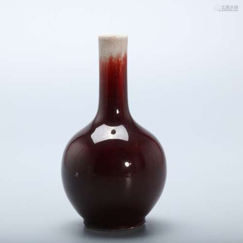 清晚期 霁红釉天球瓶