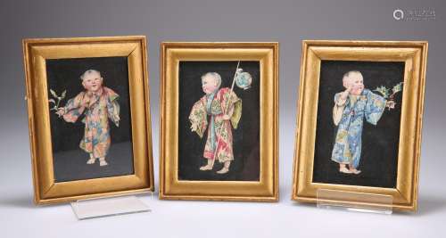 A SET OF THREE 19TH CENTURY EUROPEAN WATERCOLOUR D