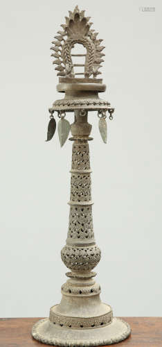 A NEPALESE BRONZE PANAS OIL LAMP
