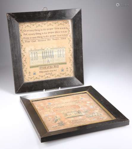 TWO EARLY VICTORIAN NEEDLEWORK SAMPLERS, BY ELIZAB