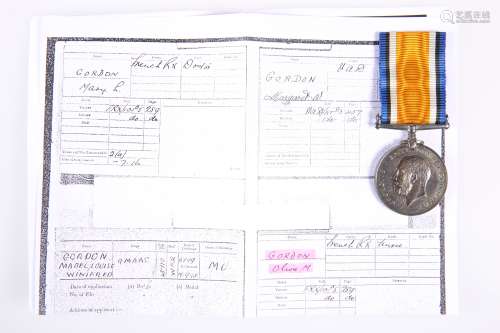 A WWI WAR MEDAL TO OLIVE M GORDON NURSE FRENCH RED CROSS