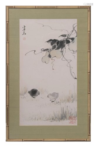 Chinese Painting of Chicks by Xu Gu