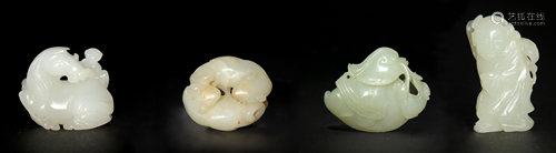 Group of 4 Chinese Jade Carvings, 18/19th Century