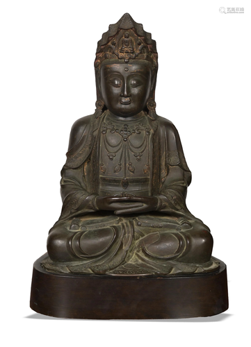 Large Chinese Gilt Bronze Statue of Guanyin, Ming