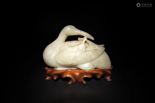 Chinese Jade Carving of a Crane, Ming