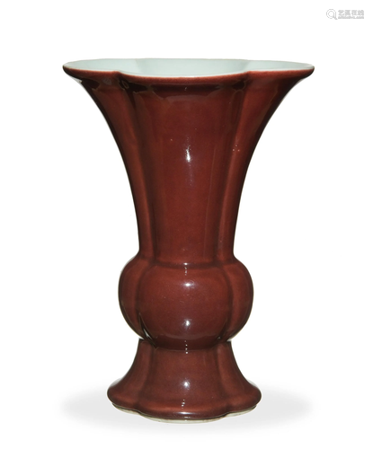 Chinese Red Glaze Lotus Vase, 18th Century