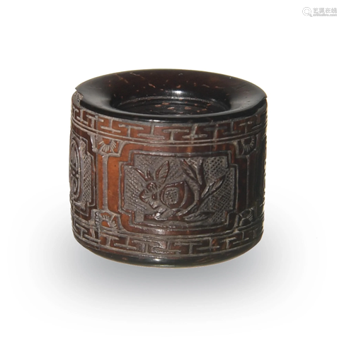 Chinese Coconut Shell Archer's Ring, 19th Century