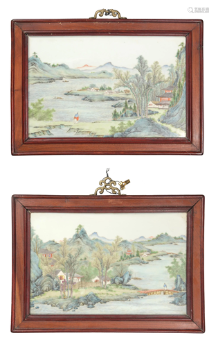 Pair of Famille Rose Porcelain Plaques, Republic