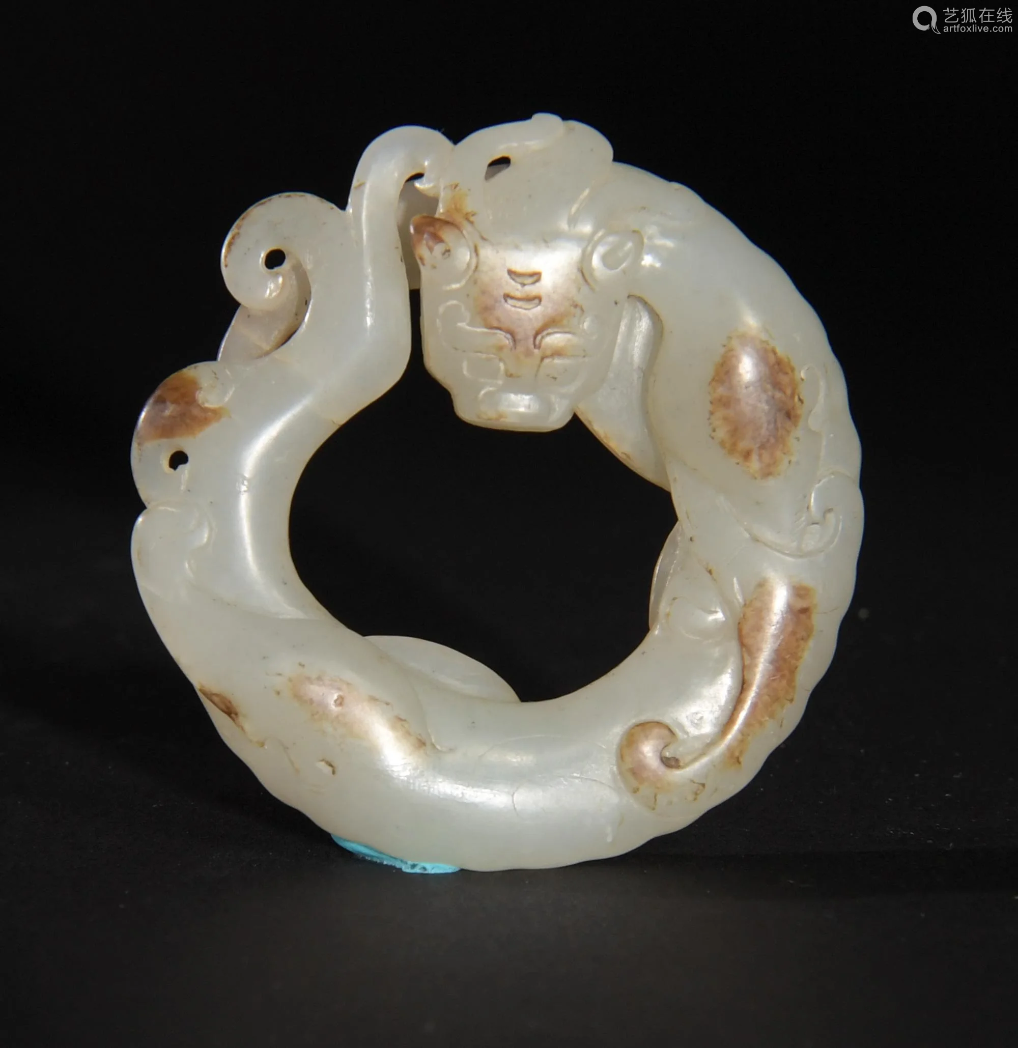 Chinese White Jade Carved Chilong Ring, 18th Century－【Deal Price Picture】