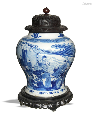 Chinese Blue and White Porcelain Jar, Kangxi