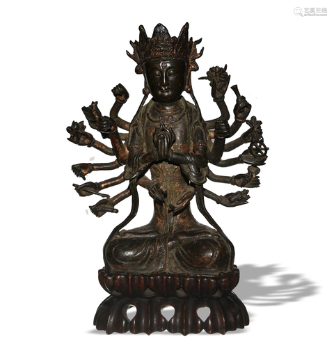 Chinese Bronze Seated Guanyin, Ming