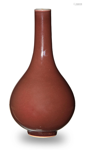 Imperial Chinese Red Glazed Vase, Yongzheng