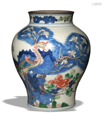 Chinese Wucai Jar, Late 19th Century