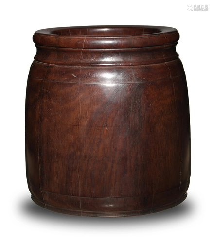 Chinese Huanghuali Barrel Brush Pot, 16-17th Century