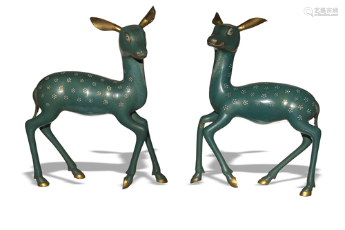 Pair of Chinese Cloisonne Deer, Early 19th Century