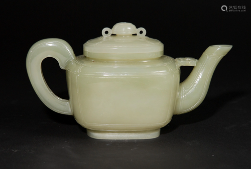 Chinese Carved Jade Teapot, 18-19th Century