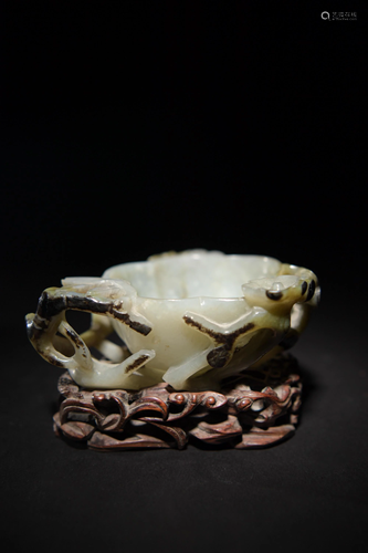 Chinese Celadon Jade Libation Cup, Ming