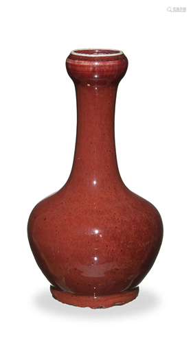 Chinese Red Garlic-Headed Vase, 18-19th Century