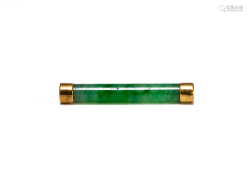 Chinese Jadeite Bar Brooch, Late 19th Century