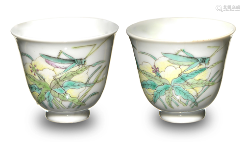 Pair of Famille Rose Cups with Sheng De Tang Mark