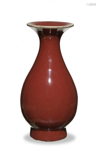 Chinese Red Yuhuchun Vase, 18-19th Century