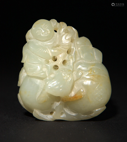 Chinese White Jade Carving of Liu Hai, 19th Century