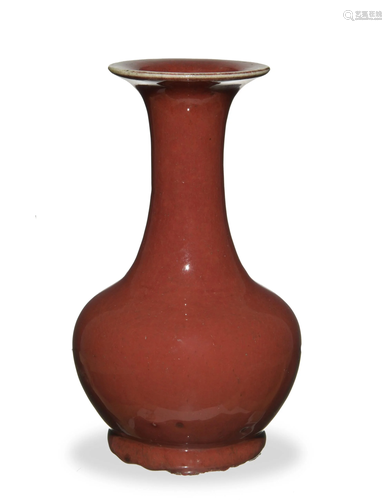 Chinese Red Glazed Vase, 18-19th Century