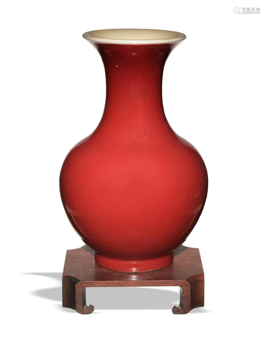 Chinese Red Glazed Vase, 19th Century