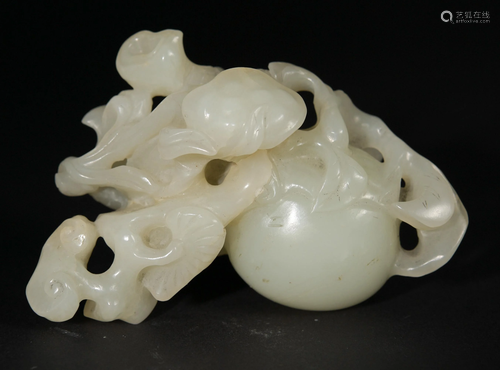 Chinese White Jade Carving of Lingzhi, 19th Century