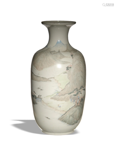 Chinese Famille Rose Landscape Vase, 19th Century