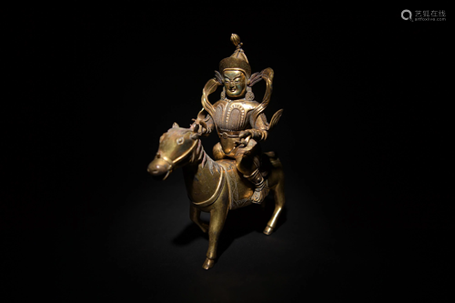 Chinese Gilt Bronze Wealth God Figure, 18th Century