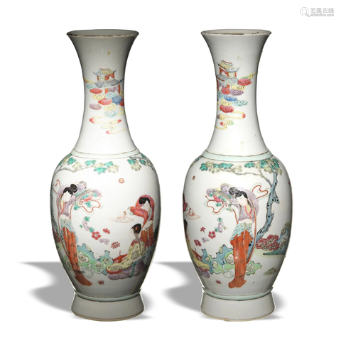 Pair of Vases with Court Ladies, Republic