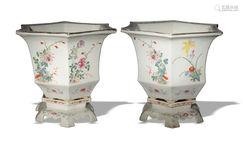 Pair of Chinese Famille Rose Planters, Republic