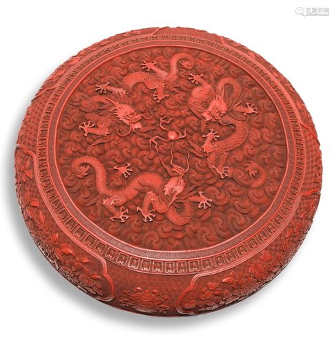 Chinese Cinnabar Dragon Box, 18th Century