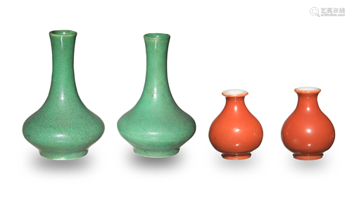 2 Pairs of Chinese Miniature Vases, 19th Century