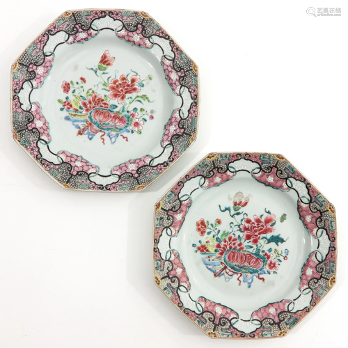 A Pair of Famille Rose Plates