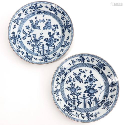 A Pair of Blue and White Plates