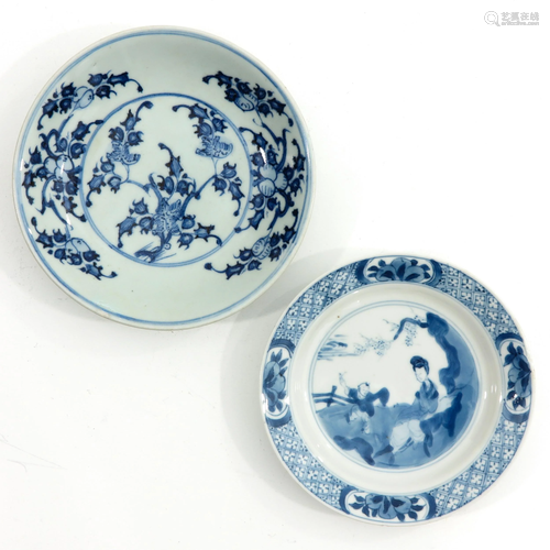 Two Small Blue and White Plates