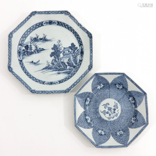 Two Blue and White Plates