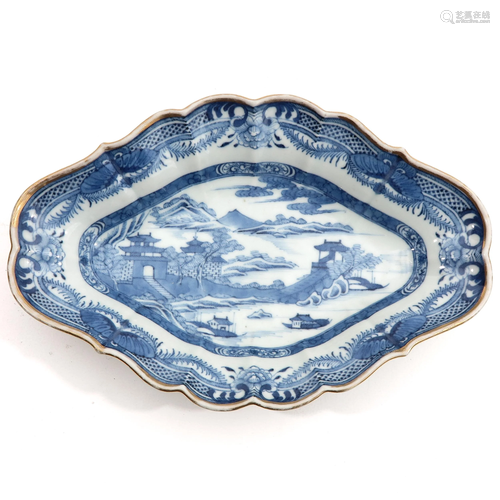 A Blue and White Serving Dish